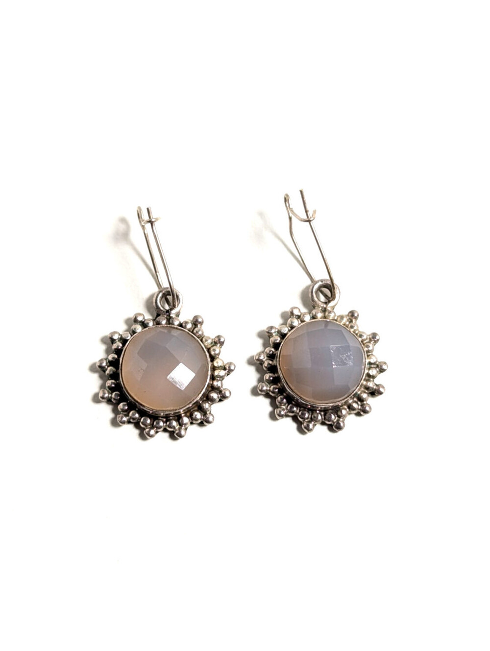 Elegant Sterling Silver 925 Pink Faceted Round Classic Chic Drop Earrings 7.07g